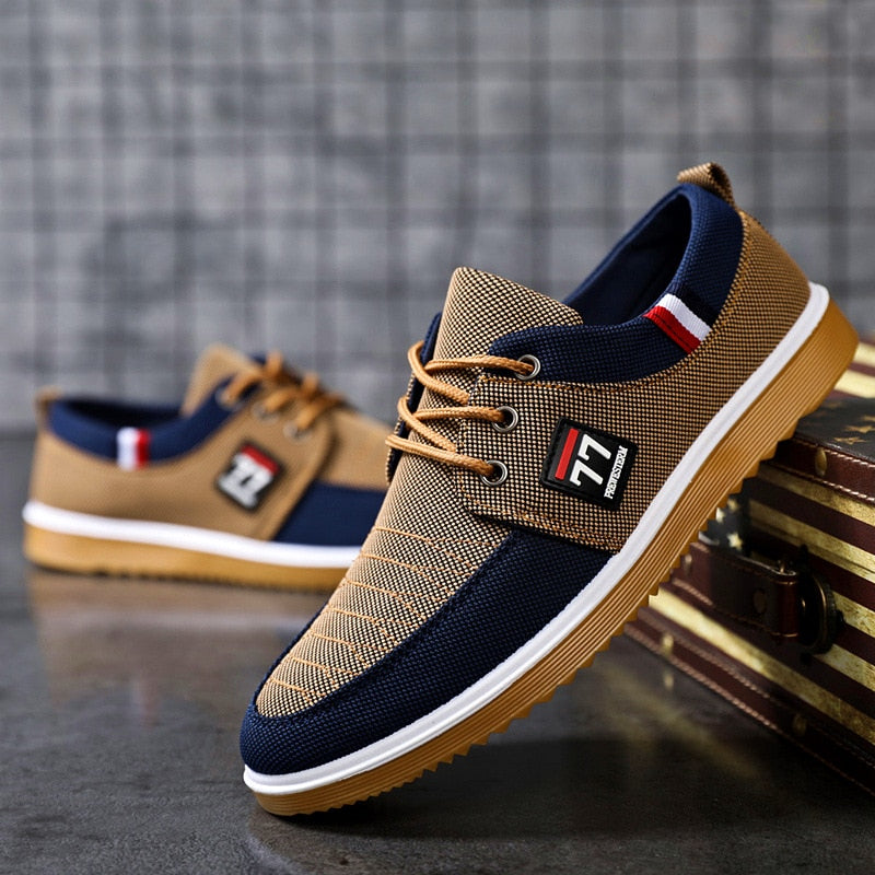 New Men's Canvas Shoes Lightweight Sports Shoes Casual Mesh Breathable Vulcanized Shoes Classic Fashion Lace Up Work Shoes 2023