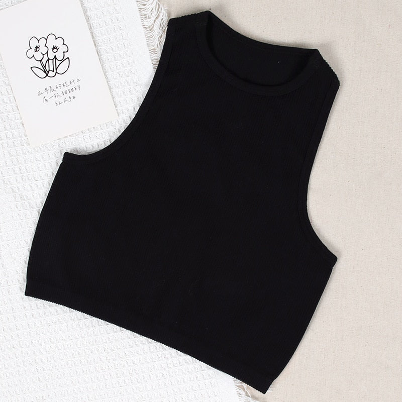 NORMOV Fitness Yoga Bra Sports Crop Tops Seamless Ribbed Sports Bras Tops Knit Paddleless Top Womens High Strength Shock Proof