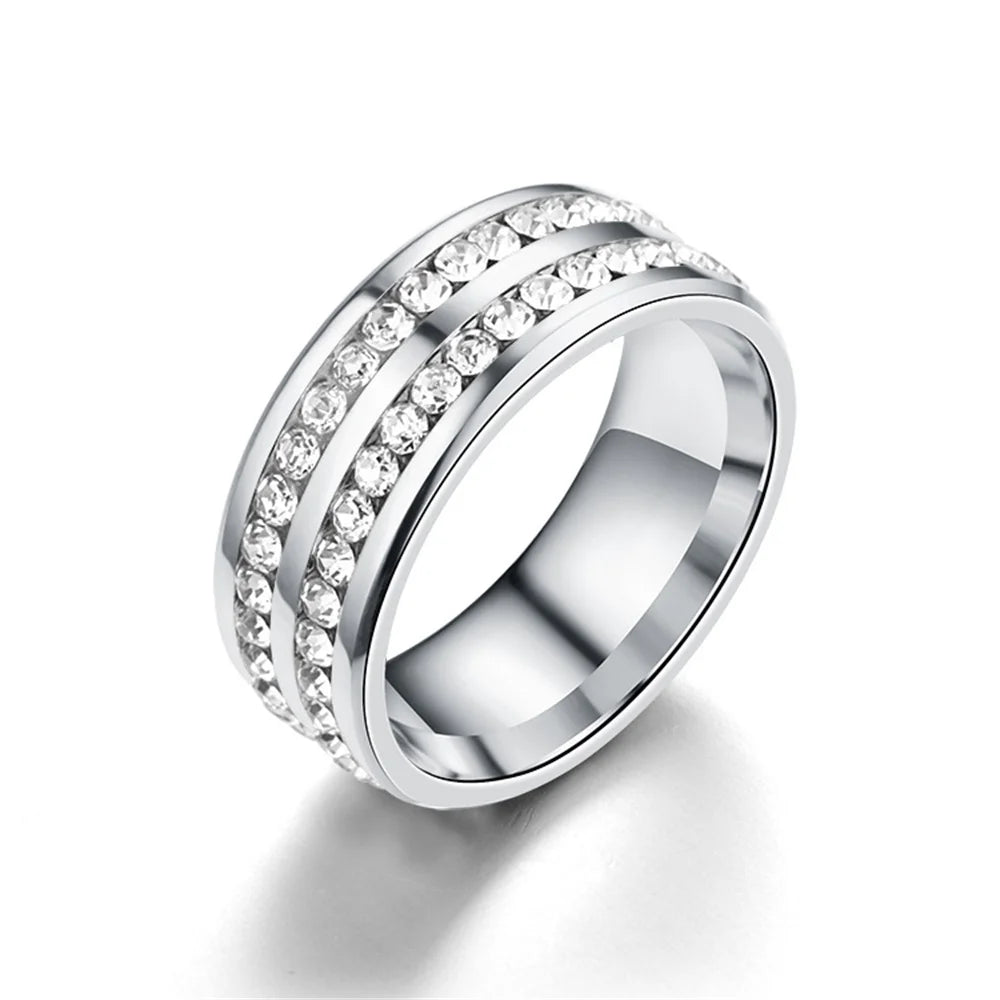 Hip Hop Stainless Steel Ring with Cubic Zirconia - Jeglowstore