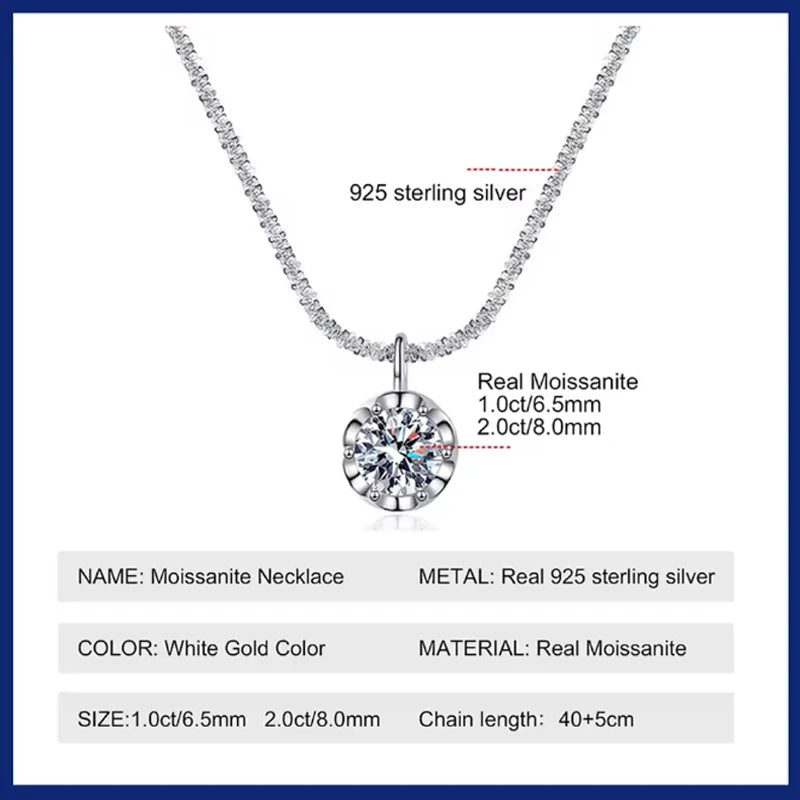 Sparkling Moissanite Silver Necklace - Jeglowstore