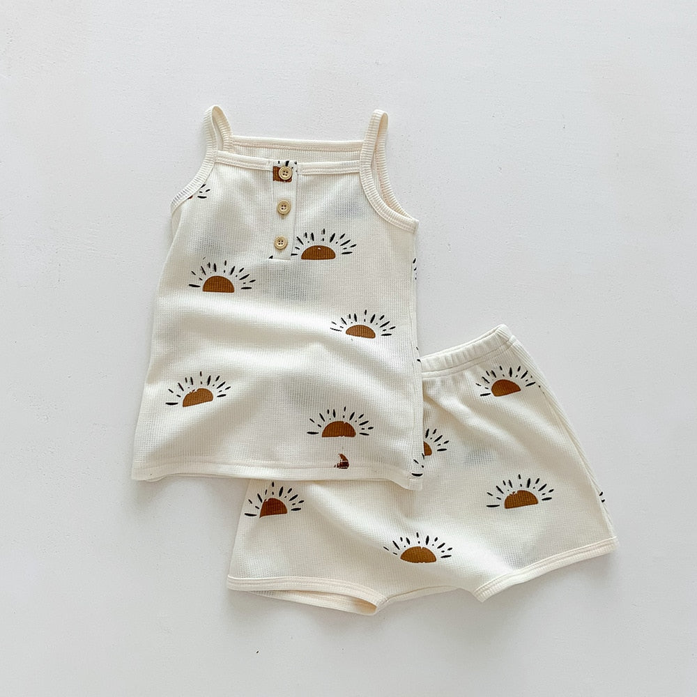 2pcs Baby Boys Girls Outfits Sets Summer Fashion Short Sleeve Kids T-shirts + Shorts Cotton Baby Clothing