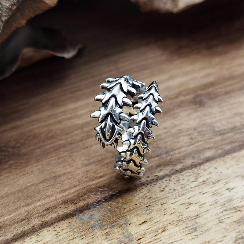 Retro Gothic Keel Spine Rings for Women Men Hip Hop Hyperbole Centipede Jewelry Gifts Trendy Ring Adjustable Anillo