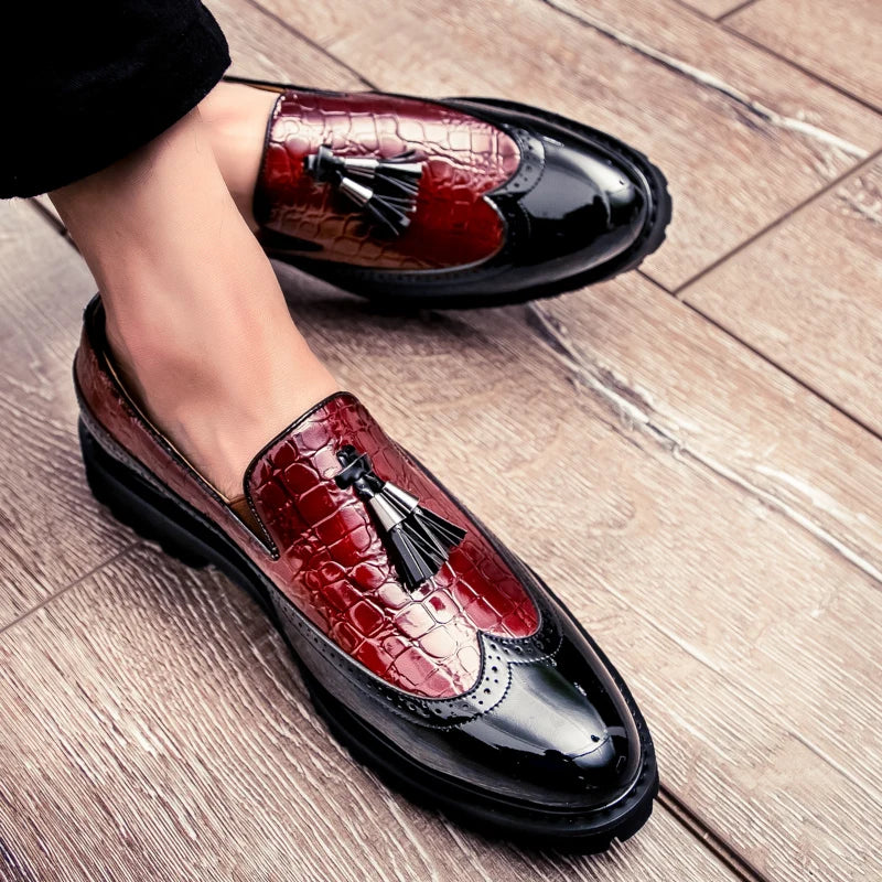 Men’s Business Casual Croc Print Shoes - Jeglowstore
