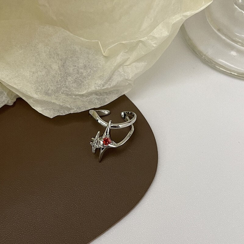 Women's Ring Simple Star Ring Open Mouth Adjustable Awning Send Girlfriend Girlfriends Gift Jewellery Jewellery