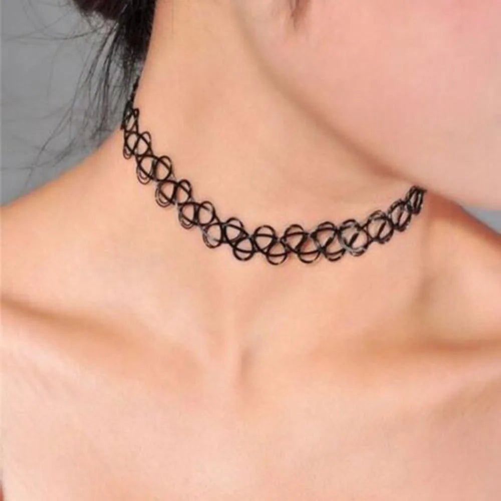 Multi-Color Tattoo Fishnet Choker - Jeglowstore