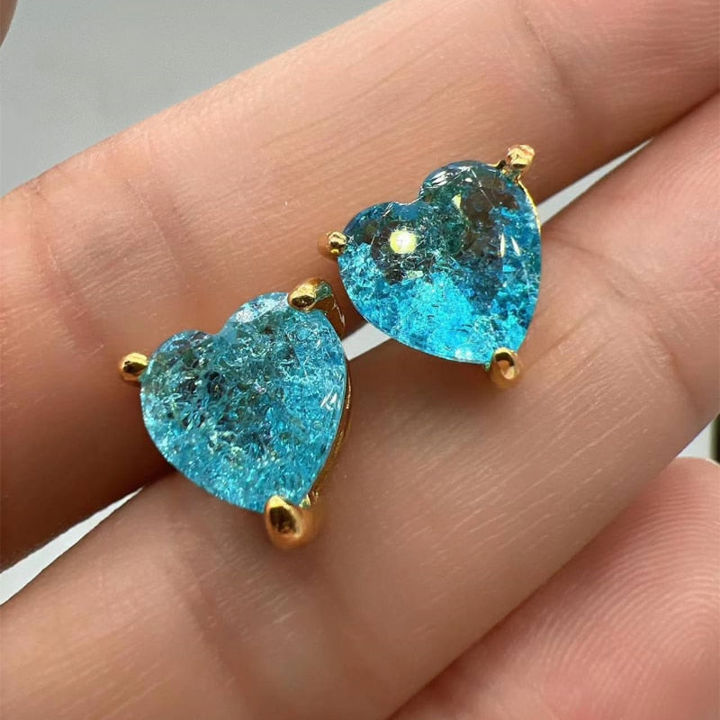 Hip Hop Square Zircon Earrings Men Women Geometric Micropavé Zircon Faux Color Stone Stud Earrings