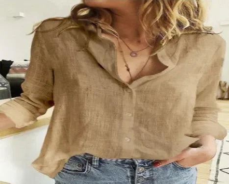 Women’s Spring Autumn Linen Shirt - Jeglowstore
