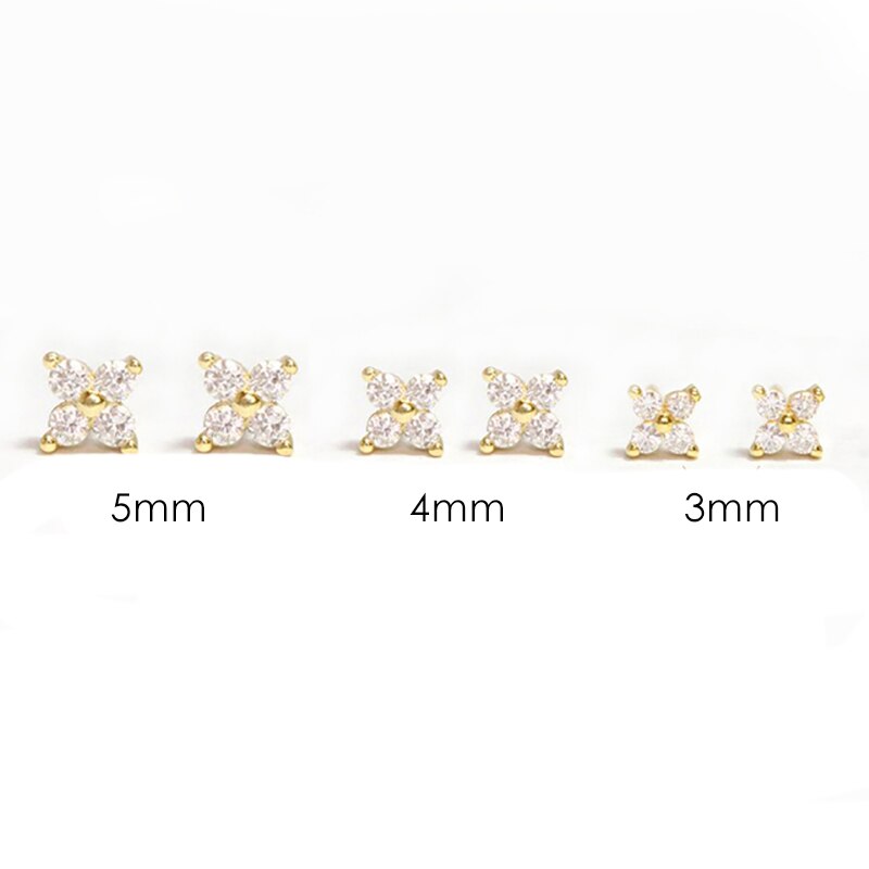 Dainty Flower Stud Earrings for Women Piercing Cartilage Ear Ring Cute Zircon Gold Color Women's Aesthetic Jewelry Gift KCE038 - Jeglowstore