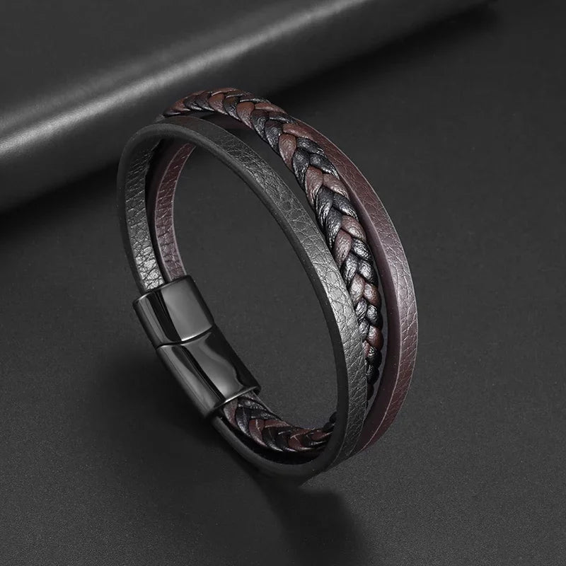 Business Style Leather Men’s Bracelet - Jeglowstore