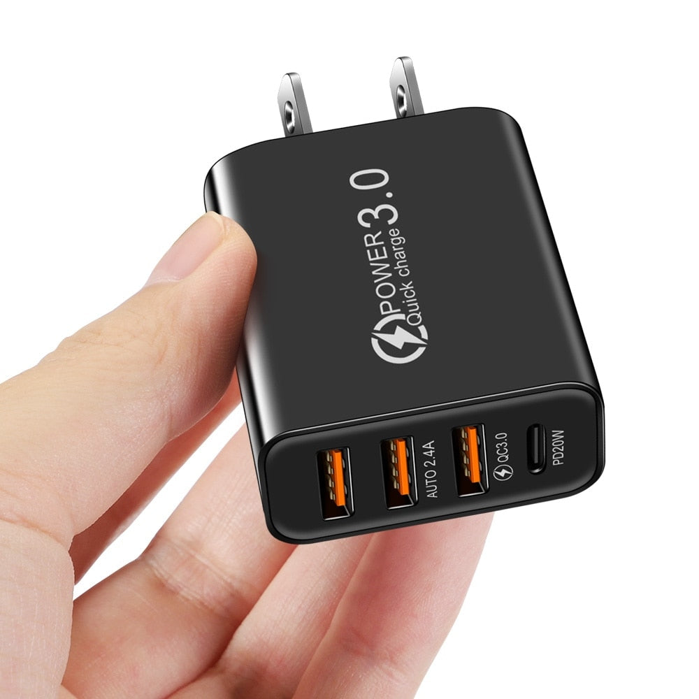 3USB Type C Power Adapter Wall Charger Fast Charging Phone Charger PD Power Adapter for Samsung Xiaomi iPhone QC3.0 Wall Phone