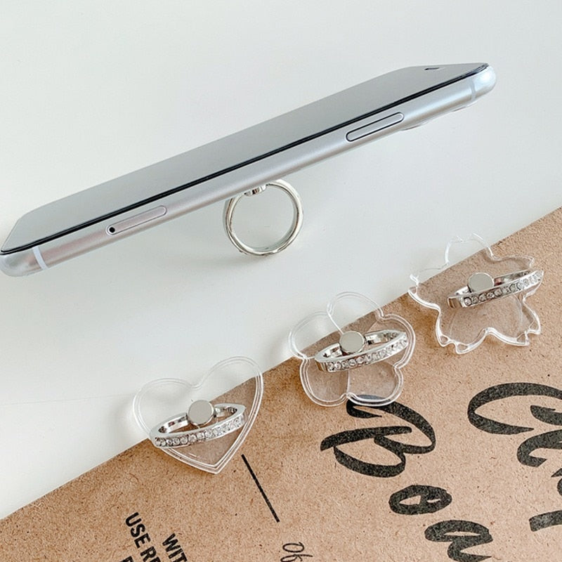 Transparent Finger Ring Holder Diamond Ring Phone Stand Holder for Cellphone Finger Grip Rotatable Phone Support Mount Accessory
