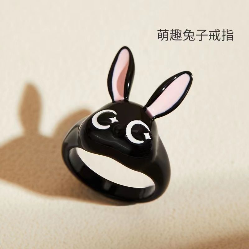 Punk eyes ring Cute Green Monster Ring For Women Fashion Sweet Two Color Cat Eyes Open Couple Ring party Finger Accessories