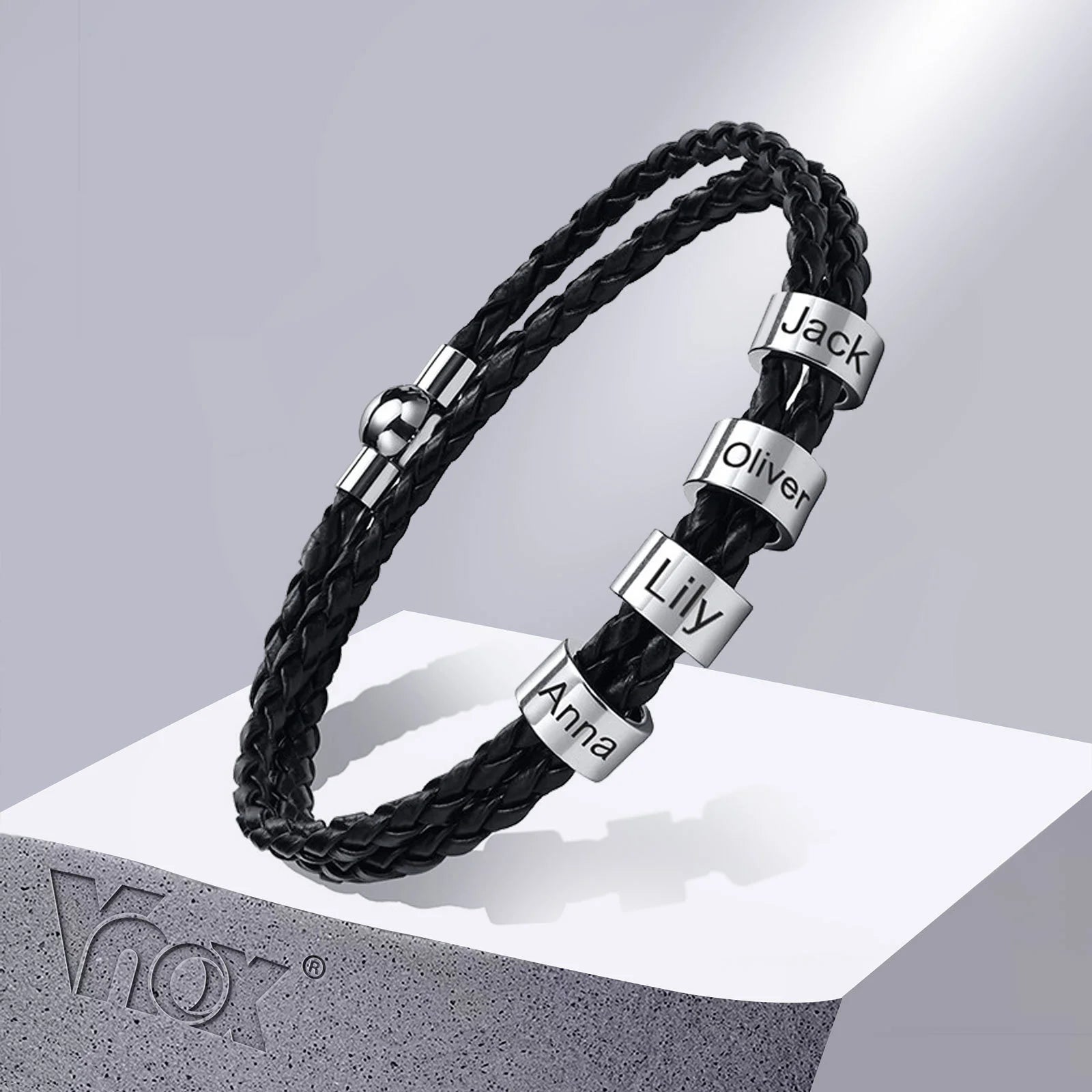 Custom Name Braided Leather Men’s Bracelet - Jeglowstore
