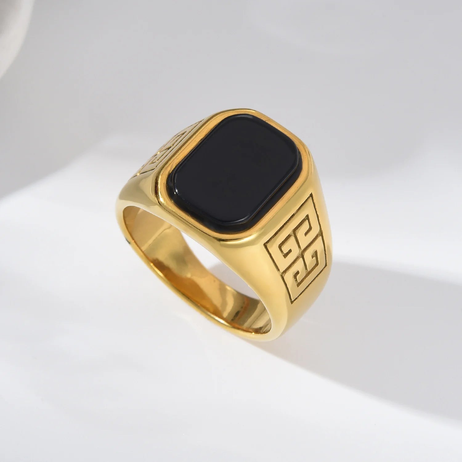 Onyx Gemstone Stainless Steel Ring - Jeglowstore