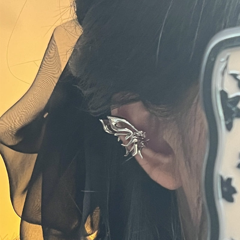 Exquisite Fairy Butterfly Tassel Ear Clips Angel Ear Bone Clip Earring Elf Female No Ear Hole Ear Cuff Fashion Hanging Earring