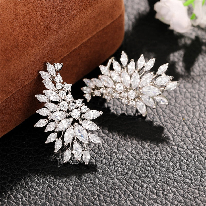 Huitan Gorgeous Women's Stud Earrings Full with Dazzling CZ Stone Sparkling Ear Piercing Earrings Party Jewelry Drop Shipping