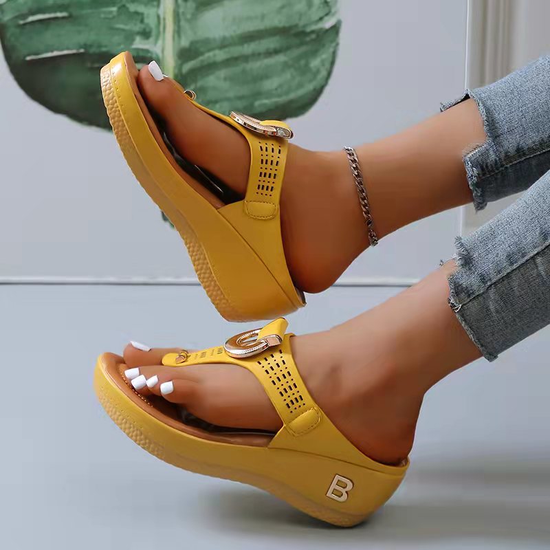 Women New Summer Sandals Open Toe Beach Shoes Flip Flops Wedges Comfortable Slippers Cute Sandals Plu Size 35~43 Chaussure Femme - Jeglowstore
