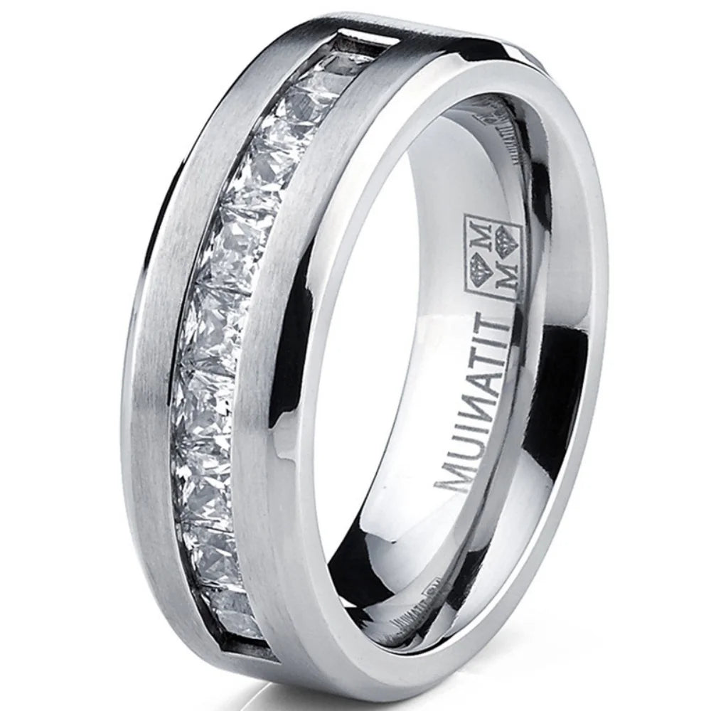 Silver-Plated Square Cubic Zircon Ring for Men - Jeglowstore