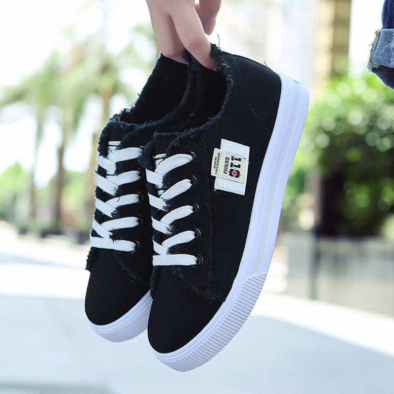Women Pattern Canvas Sneakers Woman Casual Shoes 2023 Girls Sneakers Ladies Shoes Flat Lace-Up Zapatillas Mujer Chaussure Femme