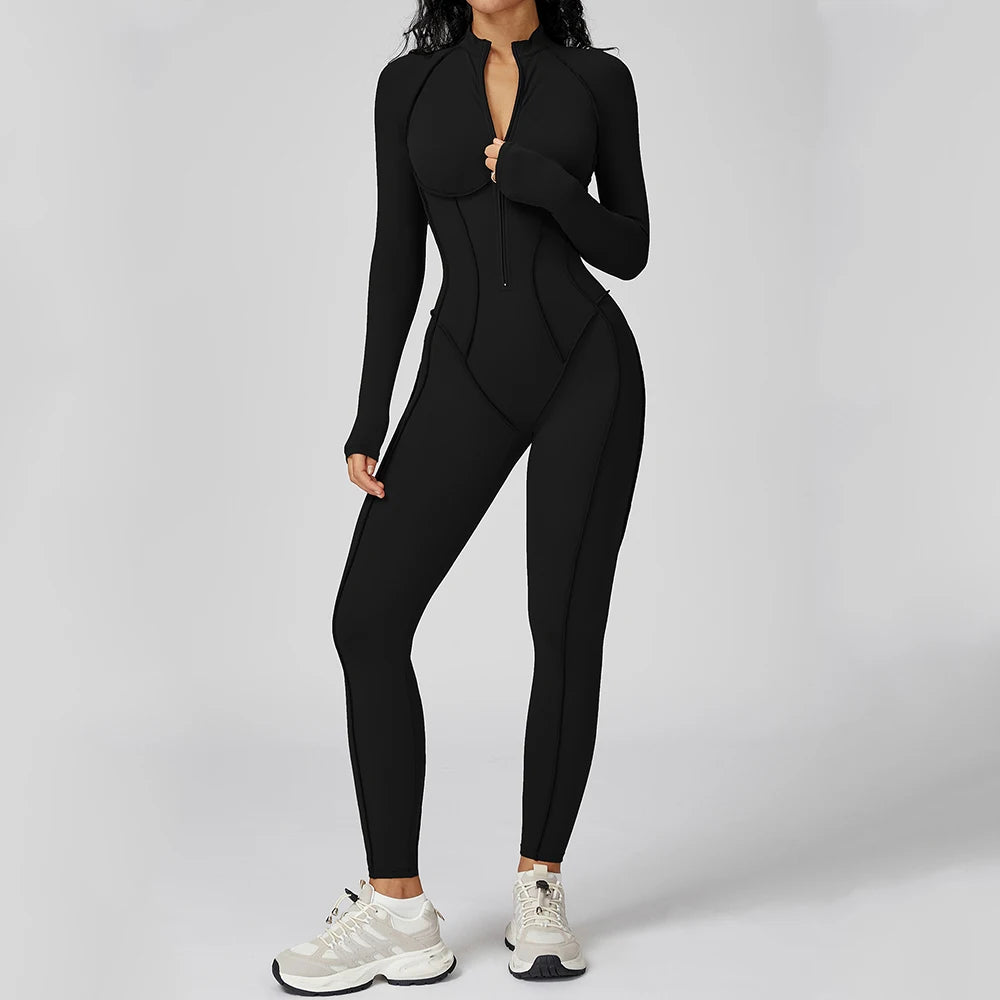 Women’s Long Sleeve Workout Bodysuit High-Intensity Jumpsuit - Jeglowstore