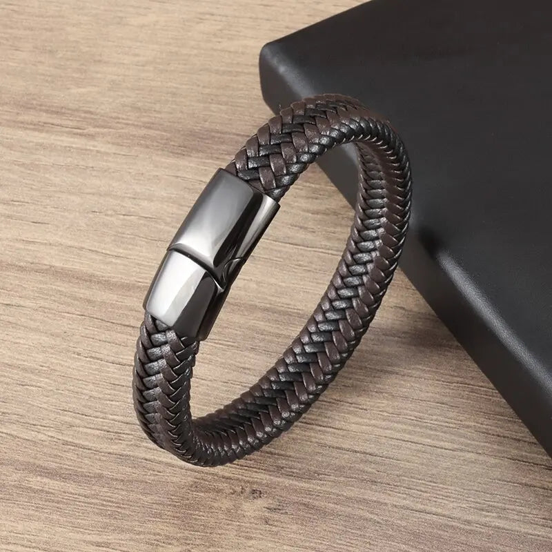 Business Style Leather Men’s Bracelet - Jeglowstore