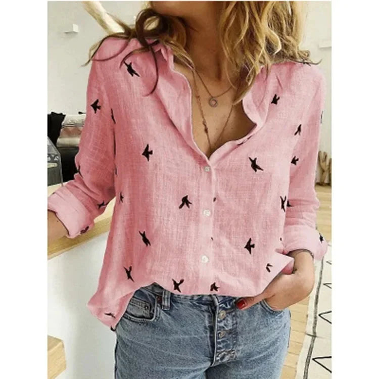 Women’s Spring Autumn Linen Shirt - Jeglowstore
