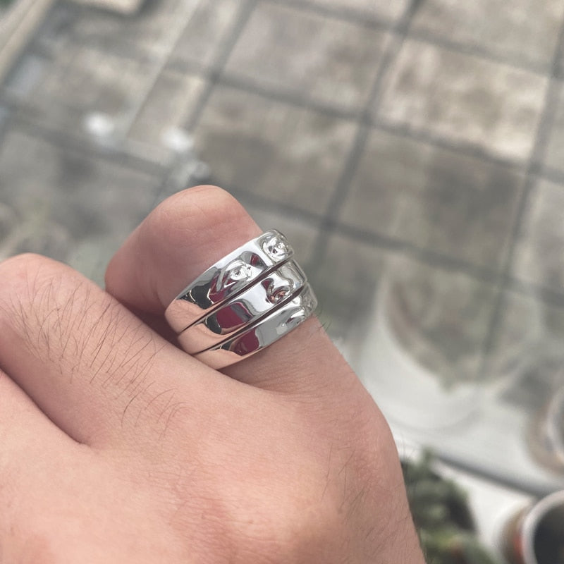Eye Rings For Women Men Stainless Steel Gold Plated Vintage Face Finger Ring Set Handmade emo y2k Jewelry 2023 кольца anillos