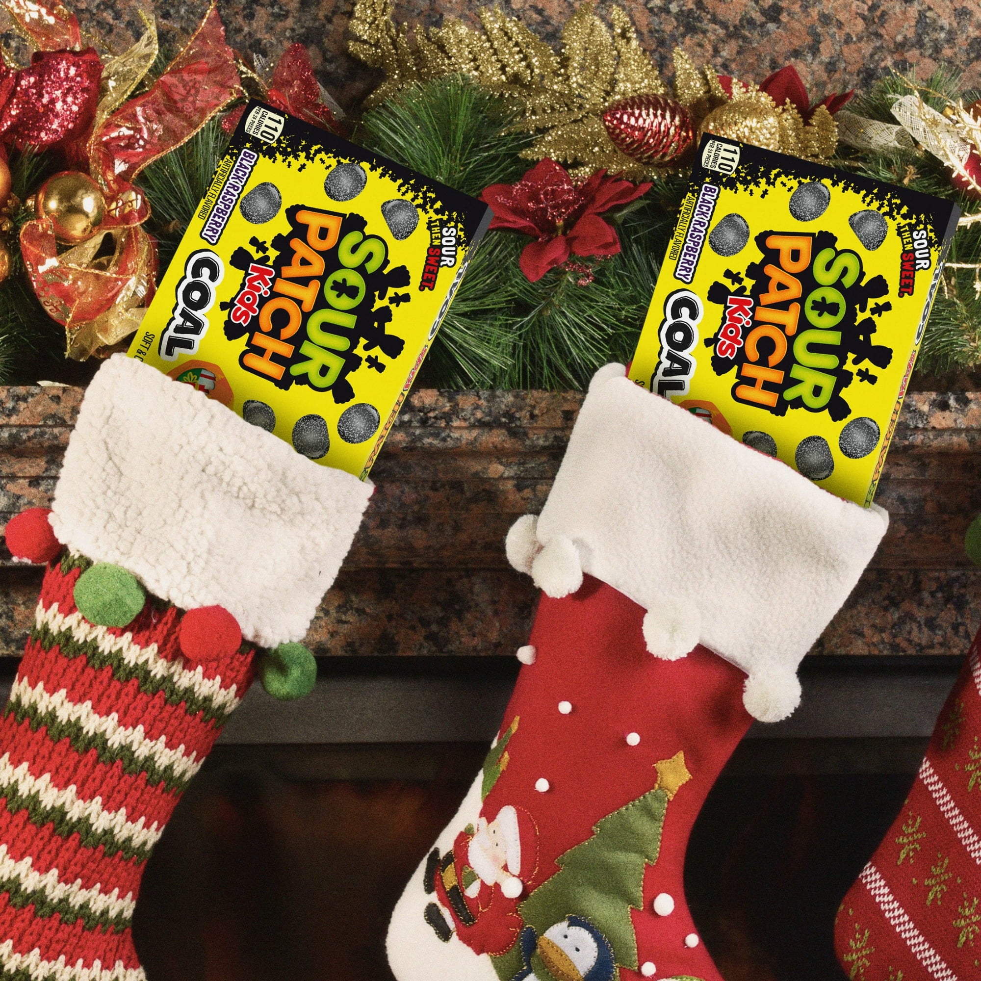 SOUR PATCH KIDS Coal Black Raspberry Soft & Chewy Holiday Candy, 3.1 oz