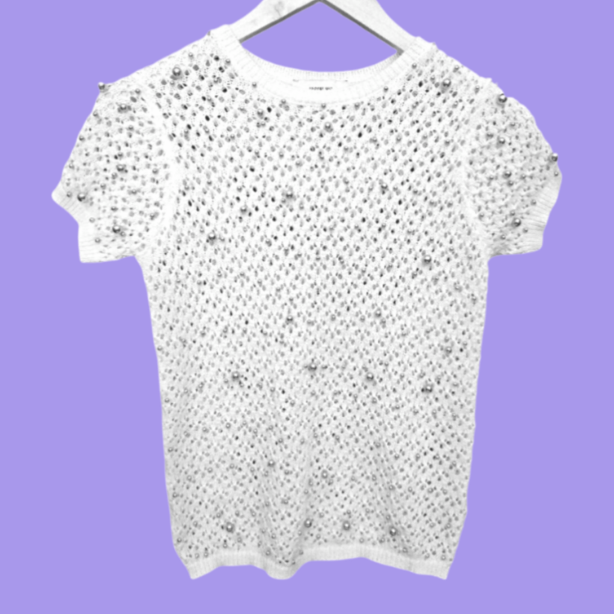 Summer multi cream color soft stretching hollow fabric design with silver beads for casual styling and special occasions