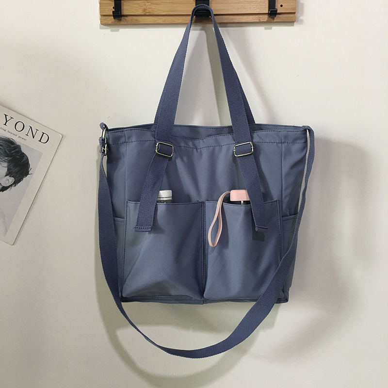 Simple Fashion Zipper Nylon Waterproof Solid Crossbody Large Capacity Tote Bag