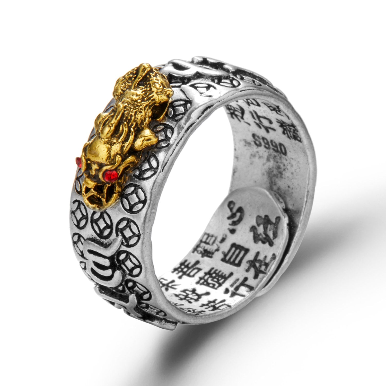 Chinese silver Plated Copper Coins Adjustable Ring