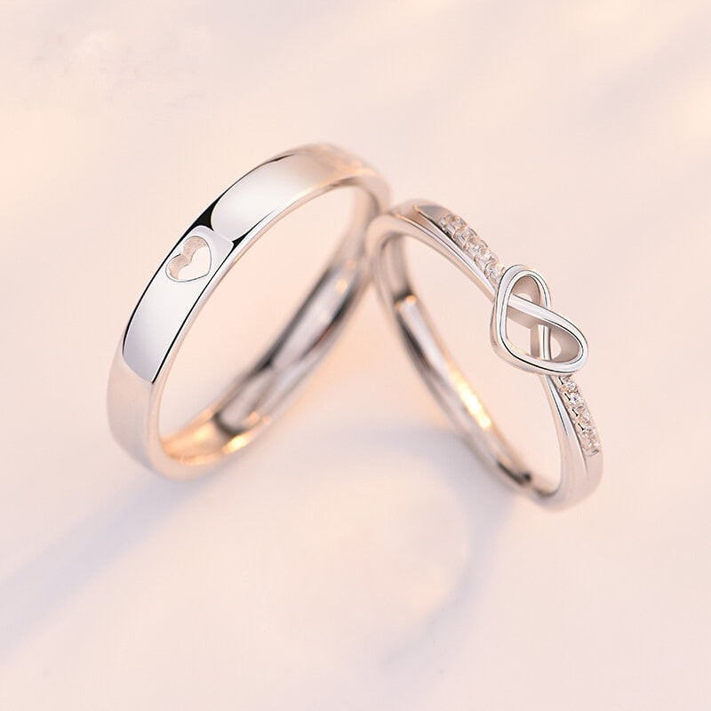 2Pcs Luxury Zircon Heart Couple Ring