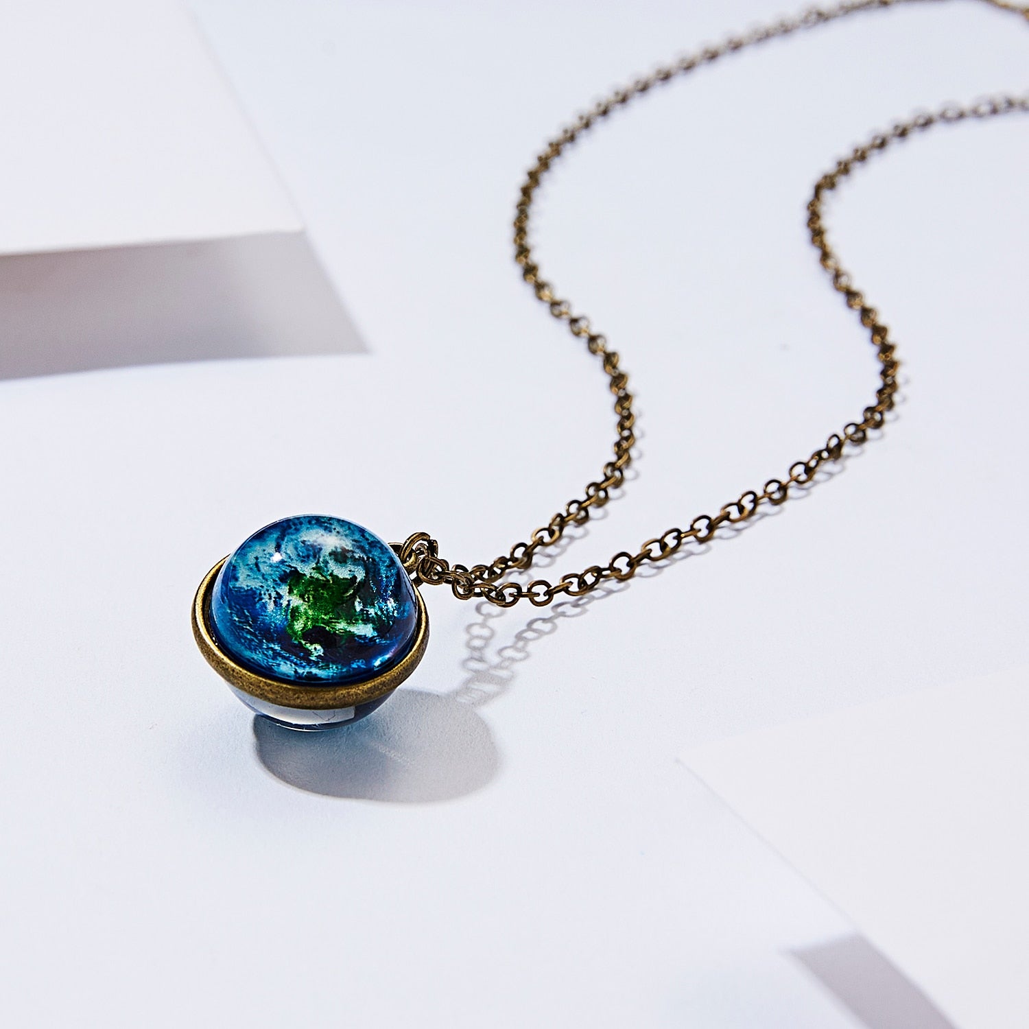 1PC Vintage Colorful Galaxy Universe Round Pendant Necklace