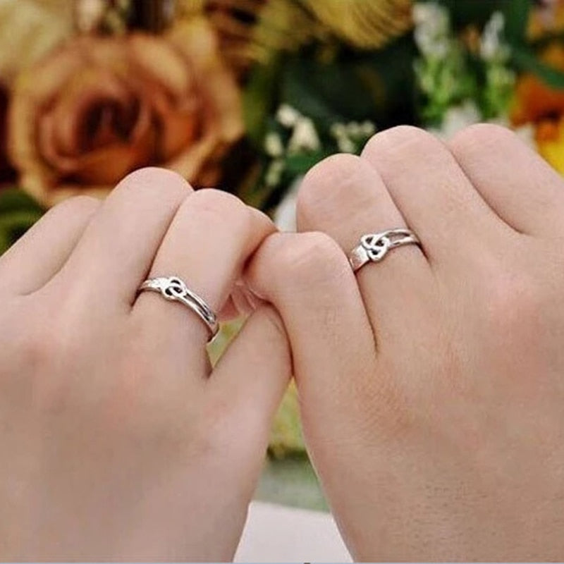 Love Heart Zircon Silver Plated Couple Ring - Jeglowstore