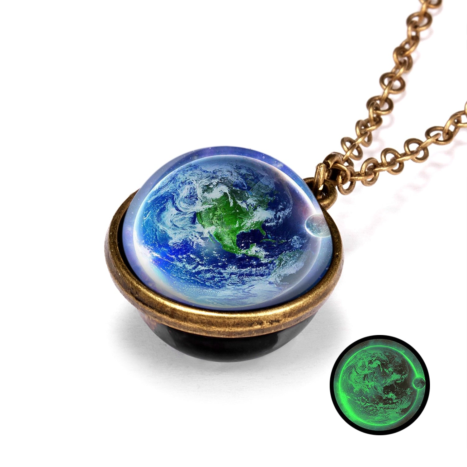 1PC Vintage Colorful Galaxy Universe Round Pendant Necklace