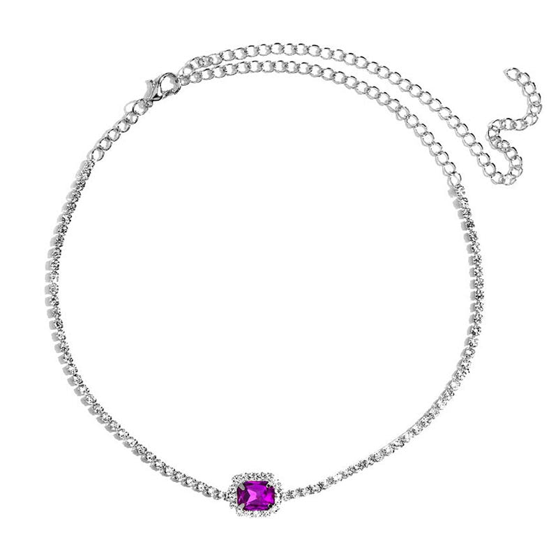 Gold Silver Color Butterfly Pendant Necklace Female Shiny Crystal Clavicle Chain Necklace