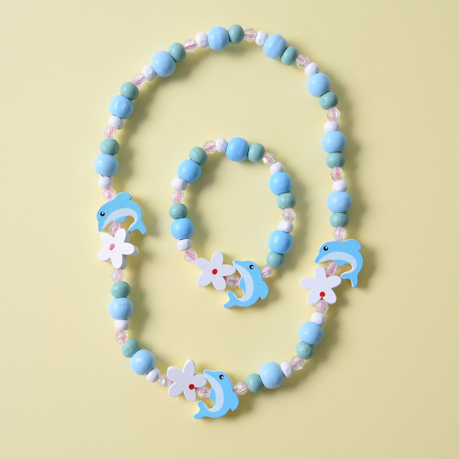 2pcs/Set Fashion Natural Wood Beads Necklace Bracelet