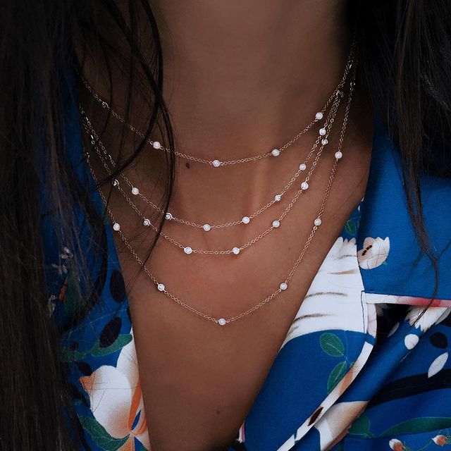 New Fashion Gold Crystal Stars Pendant Necklace