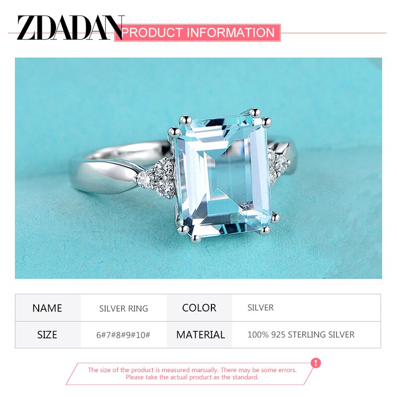 Sterling Silver Fashion Aquamarine Gemstone Ring