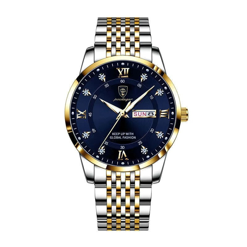 Luxury Push Button Hidden Clasp Waterproof Luminous Wrist Watches