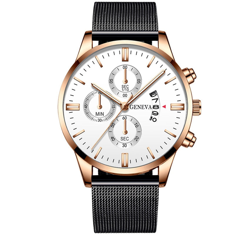 Men's Stainless Steel Mesh Belt Analog Quartz Watch