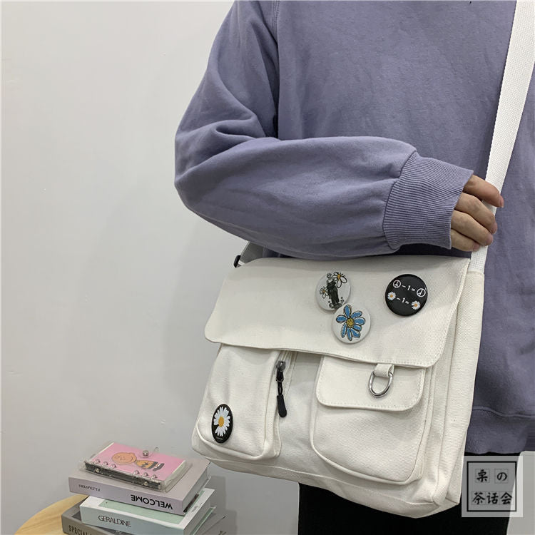 Solid Color Canvas Diagonal Cross Bag