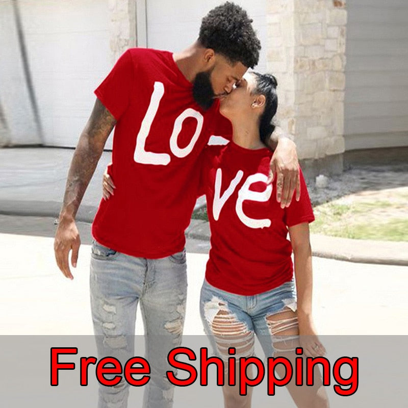 Paartjie T-hemp Somer Paartjie LOVE Gedrukte Klere Paartjie T-hemp