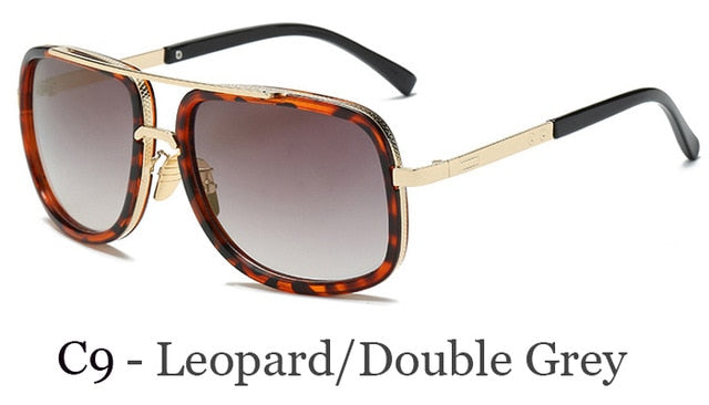 Big Frame Square Metal Sun Glasses