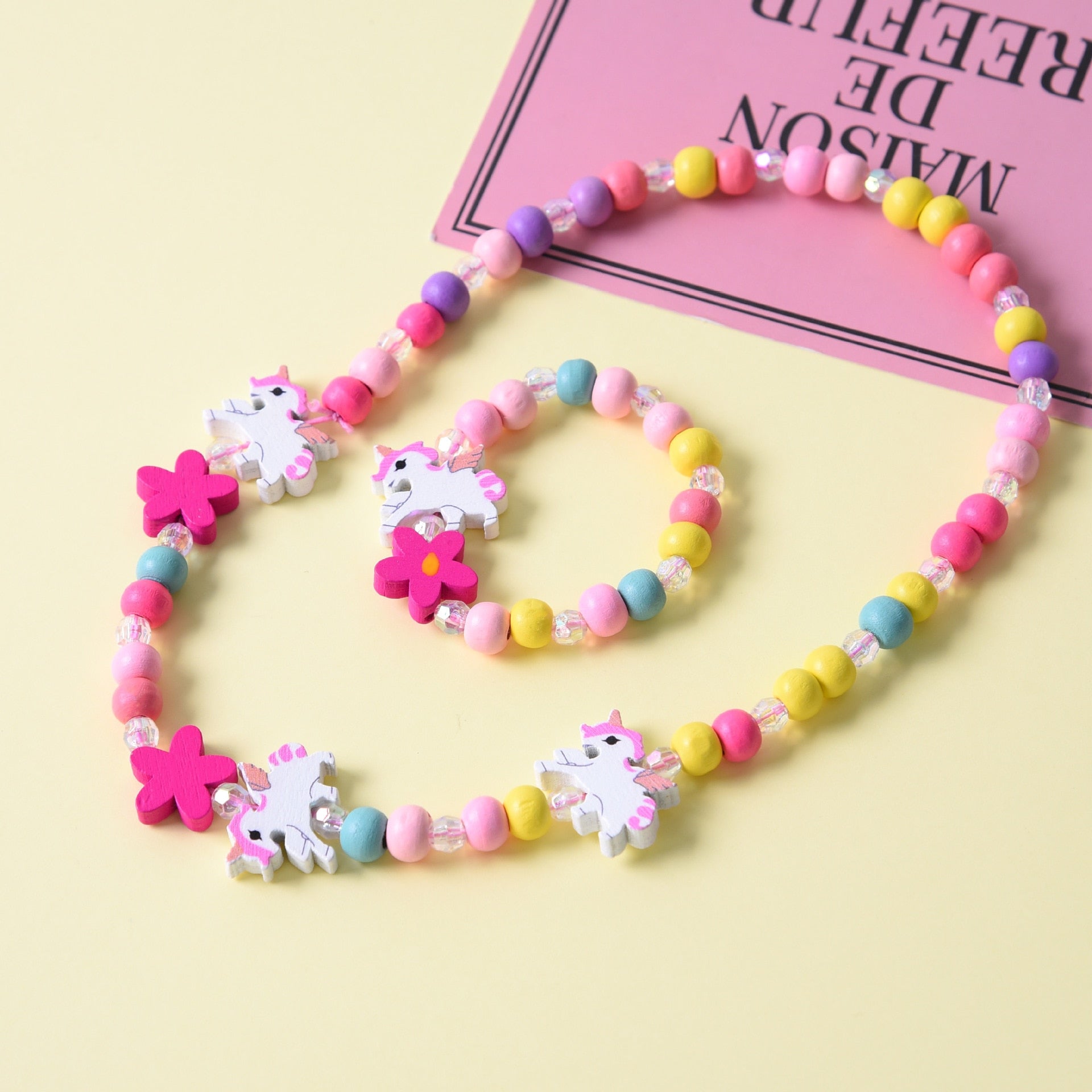 2pcs/Set Fashion Natural Wood Beads Necklace Bracelet