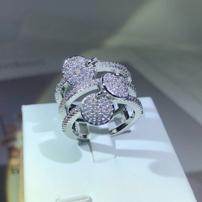 Vintage Heart Shape Promise Ring Simulated Diamond 925 Sterling Silver