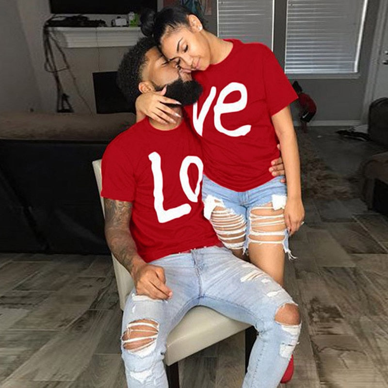 Couple T-shirt Summer Couple LOVE Printed Clothes Couple Tshirt