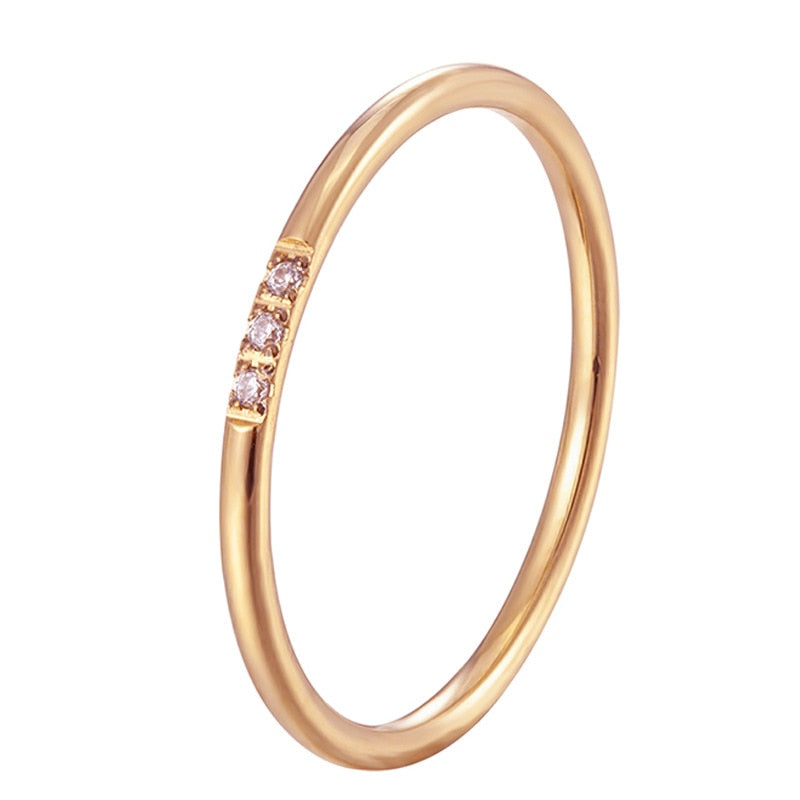 1mm stainless steel Cubic Zirconia Thin Finger Ring