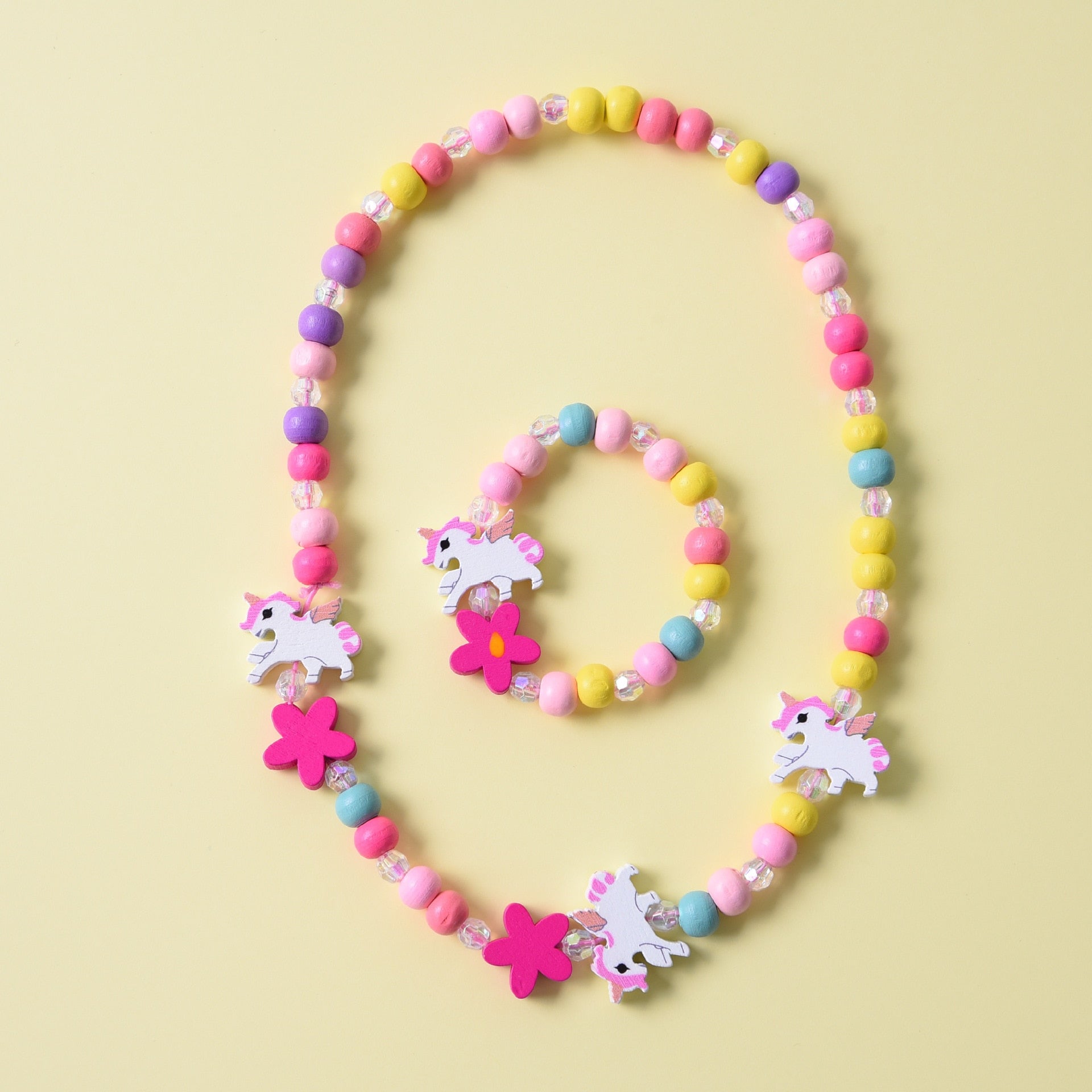2pcs/Set Fashion Natural Wood Beads Necklace Bracelet