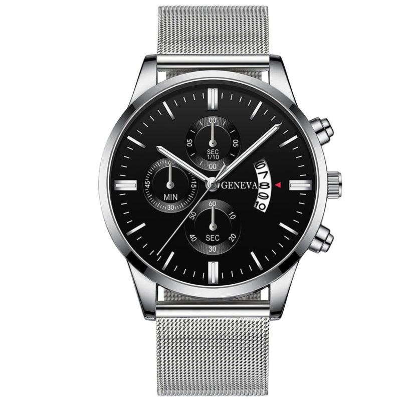 Men's Stainless Steel Mesh Belt Analog Quartz Watch